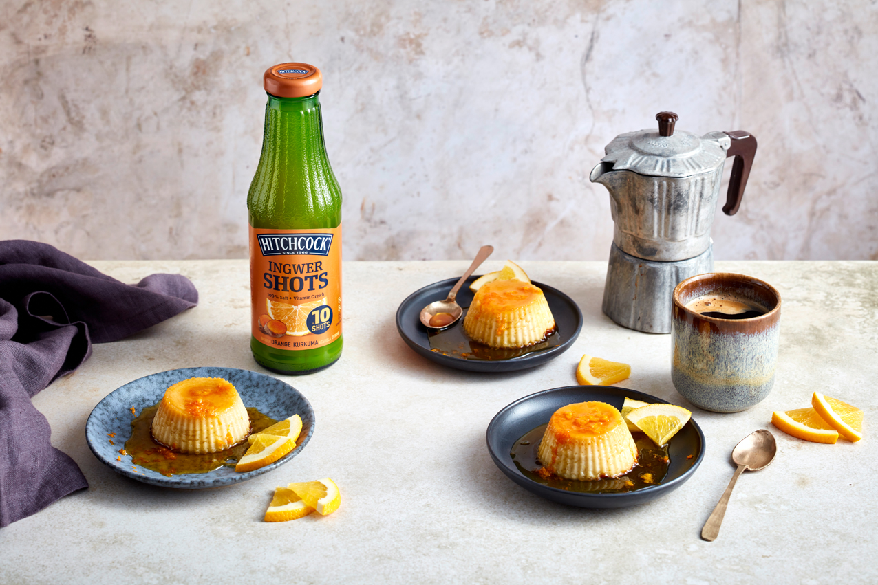 Kokos-Flan mit Kurkuma-Karamell